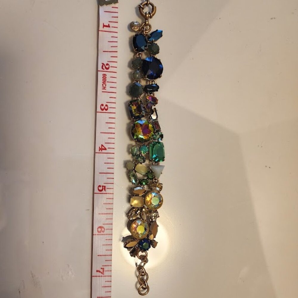 J. Crew Rare Multi-Colored Ombré Crystal Cluster Necklace and Matching Bracelet - Picture 9 of 10